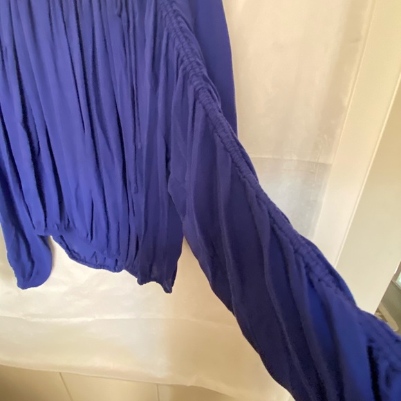 Free People // Royal Blue Cinch Tie Blouse - Picture 6 of 8